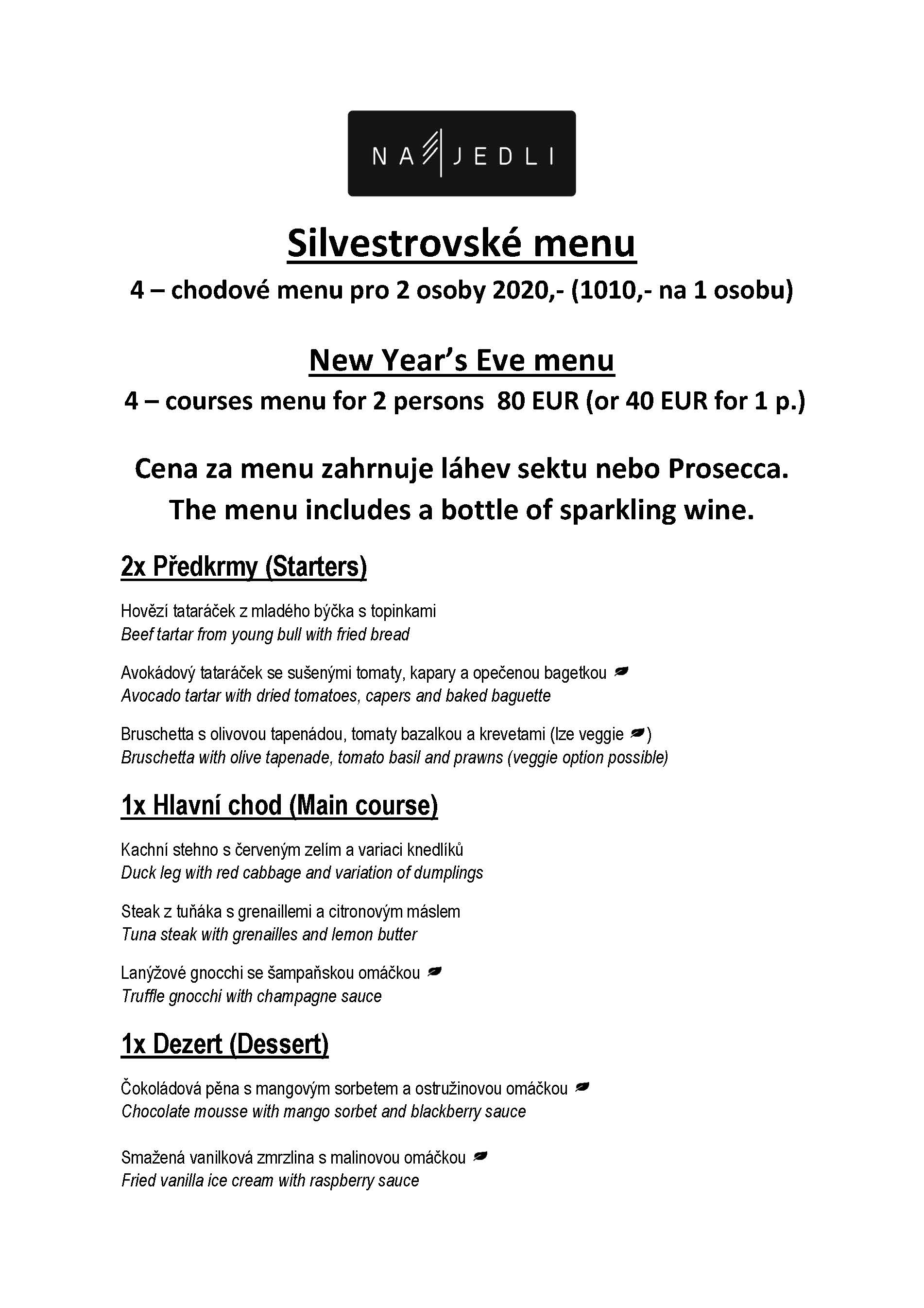 Silvestrovské menu2019